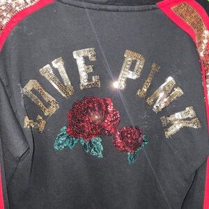 PINK Victoria's Secret Black Lace-Up Hoodie